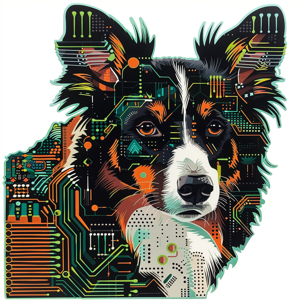 Border Collie Dog majestic Expressive surreal Vinyl Decal Sticker for Car, Laptop, Tumbler and more # F021786-4" x 4"