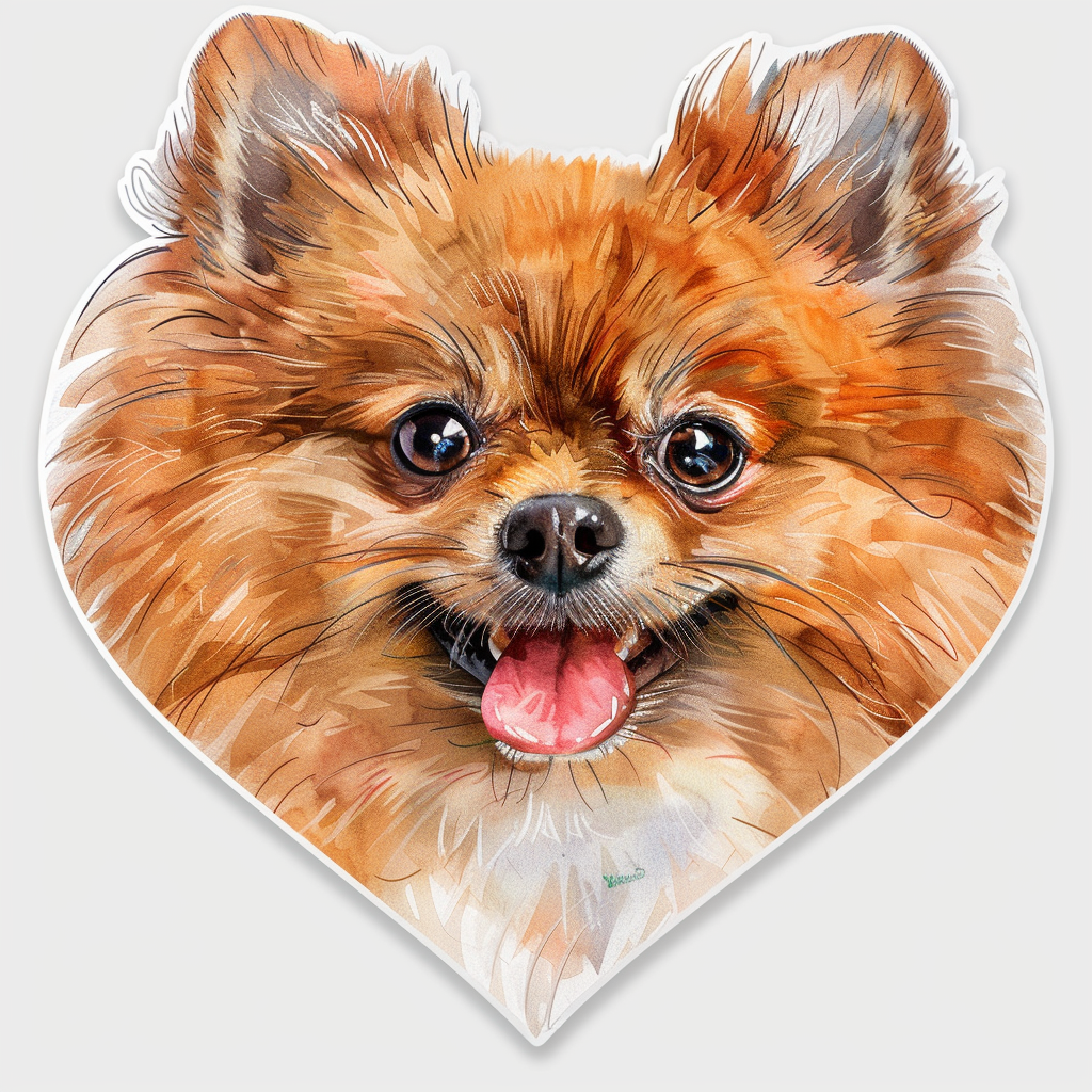Sticker of a Pomeranian Dog majestic Expressive surreal Heartcore Vinyl Decal Sticker for Car, Laptop, Tumbler and more # F014145