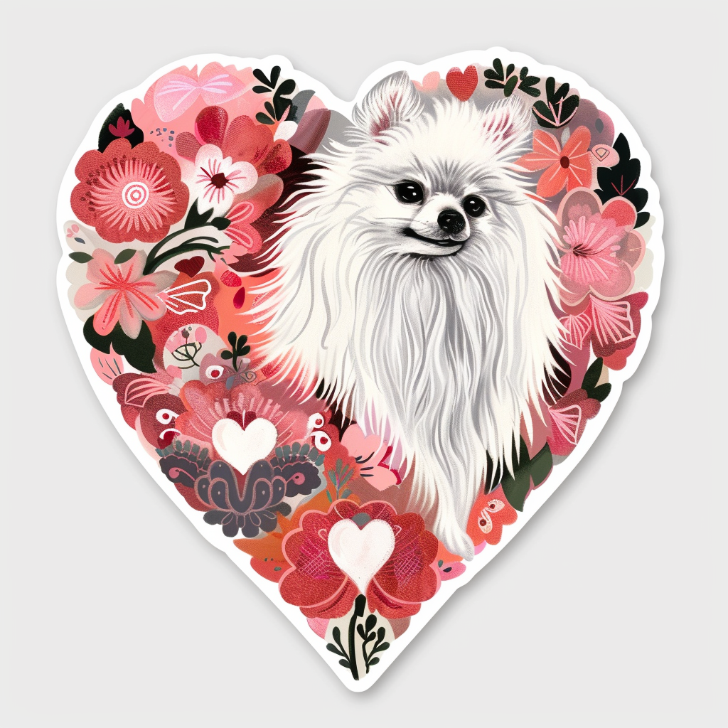 Sticker of a Pomeranian Dog majestic Expressive surreal Heartcore Vinyl Decal Sticker for Car, Laptop, Tumbler and more # F014138