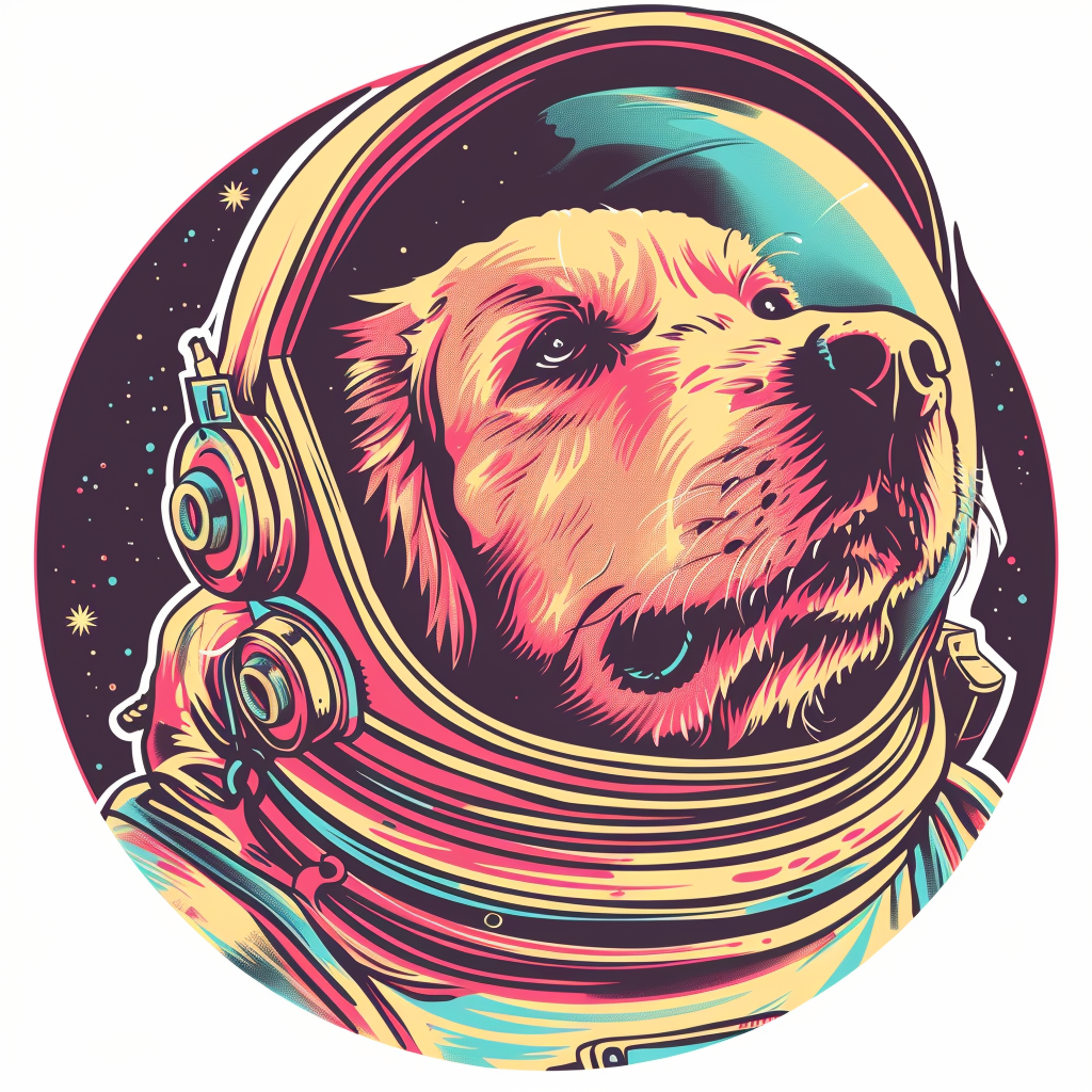 Golden Retriever Dog astronaut Vinyl Decal Sticker for Car, Laptop, Tumbler and more # F010477