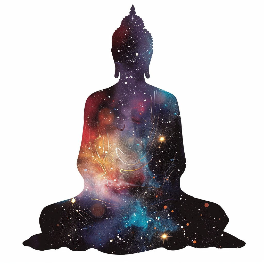 Buddha galaxy majestic Expressive surreal Vinyl Decal Sticker for Car, Laptop, Tumbler and more # F017082