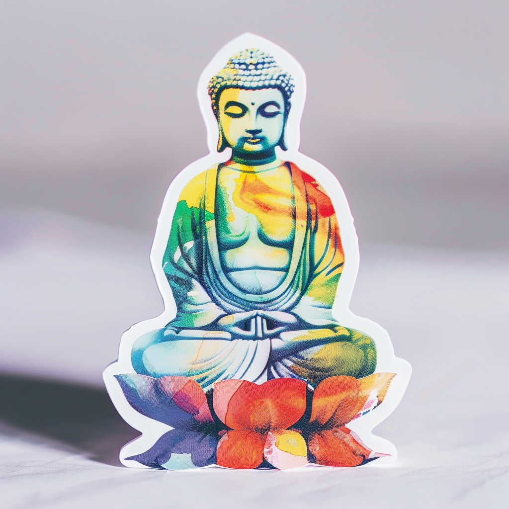 Buddha cartoon majestic Expressive surreal Vinyl Decal Sticker for Car, Laptop, Tumbler and more # F016958