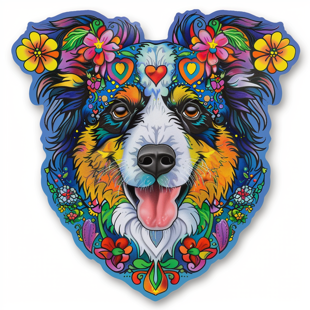 Sticker of a Border Collie Dog majestic Expressive surreal Vinyl Decal Sticker for Car, Laptop, Tumbler and more # F021880