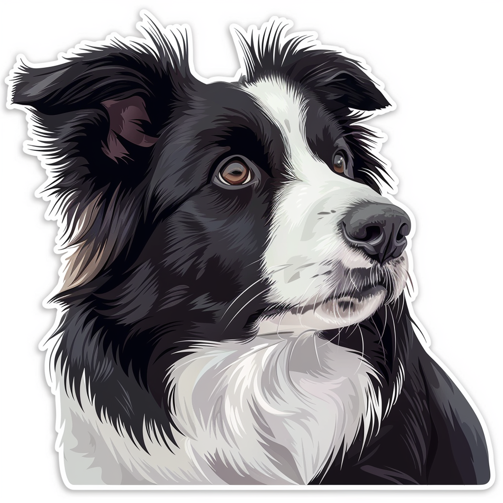 Border Collie Dog majestic Expressive surreal Vinyl Decal Sticker for Car, Laptop, Tumbler and more # F021798-4" x 4"
