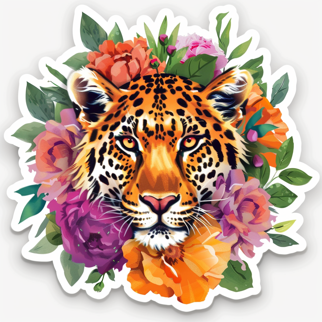 Leopard majestic Expressive surreal Vinyl Decal Sticker for Car, Laptop, Tumbler and more # F022476
