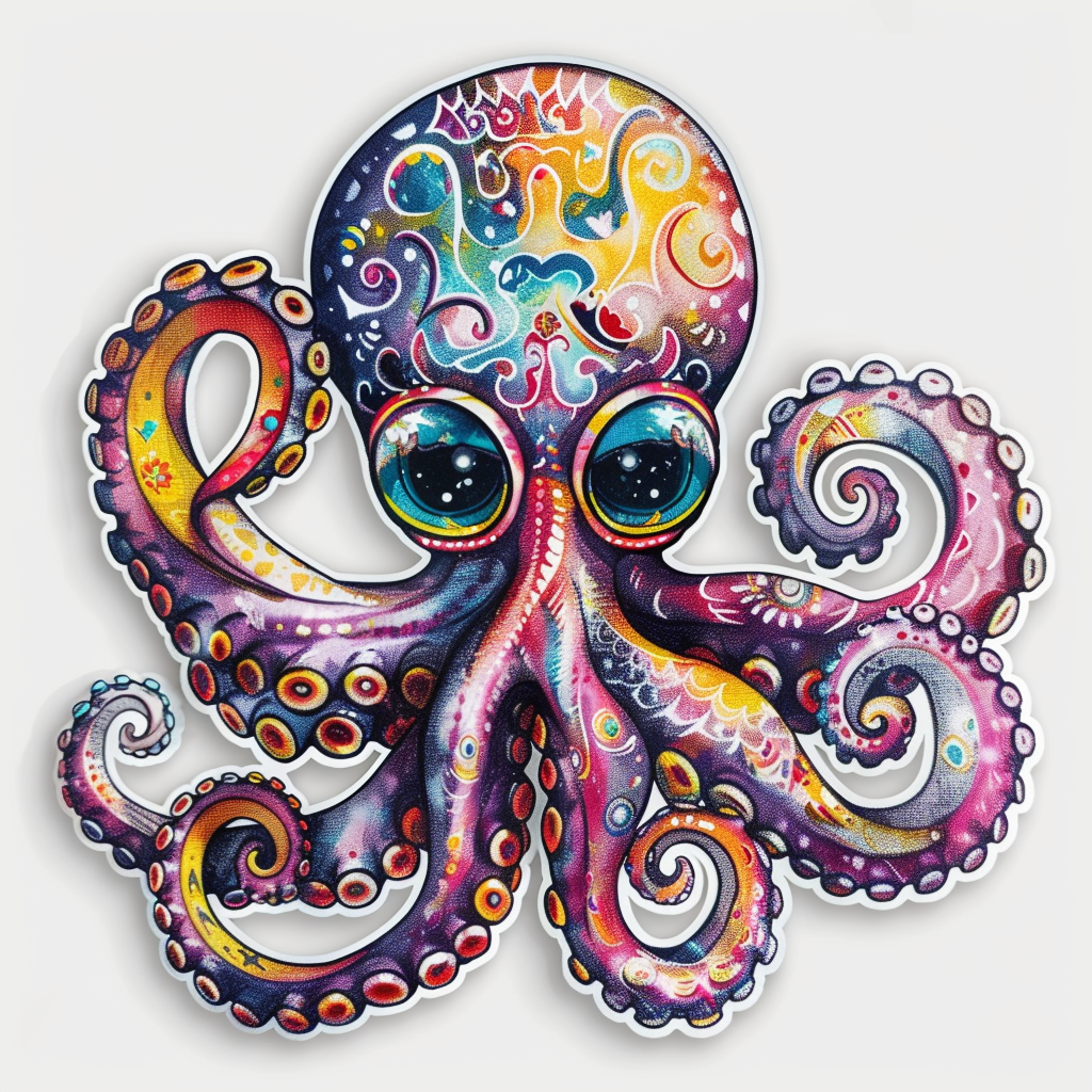 Sticker of a Octopus heartcore texture Expressive surreal Vinyl Decal Sticker for Car, Laptop, Tumbler and more # F015753