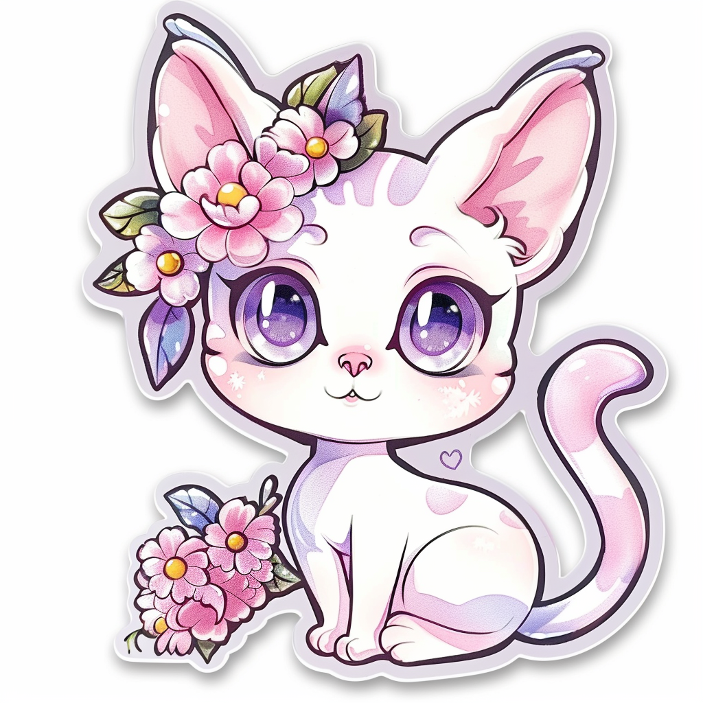 Adorable Cornish Rex Cat Expressive surreal Vinyl Decal Sticker for Car, Laptop, Tumbler and more # F021585-4" x 4"