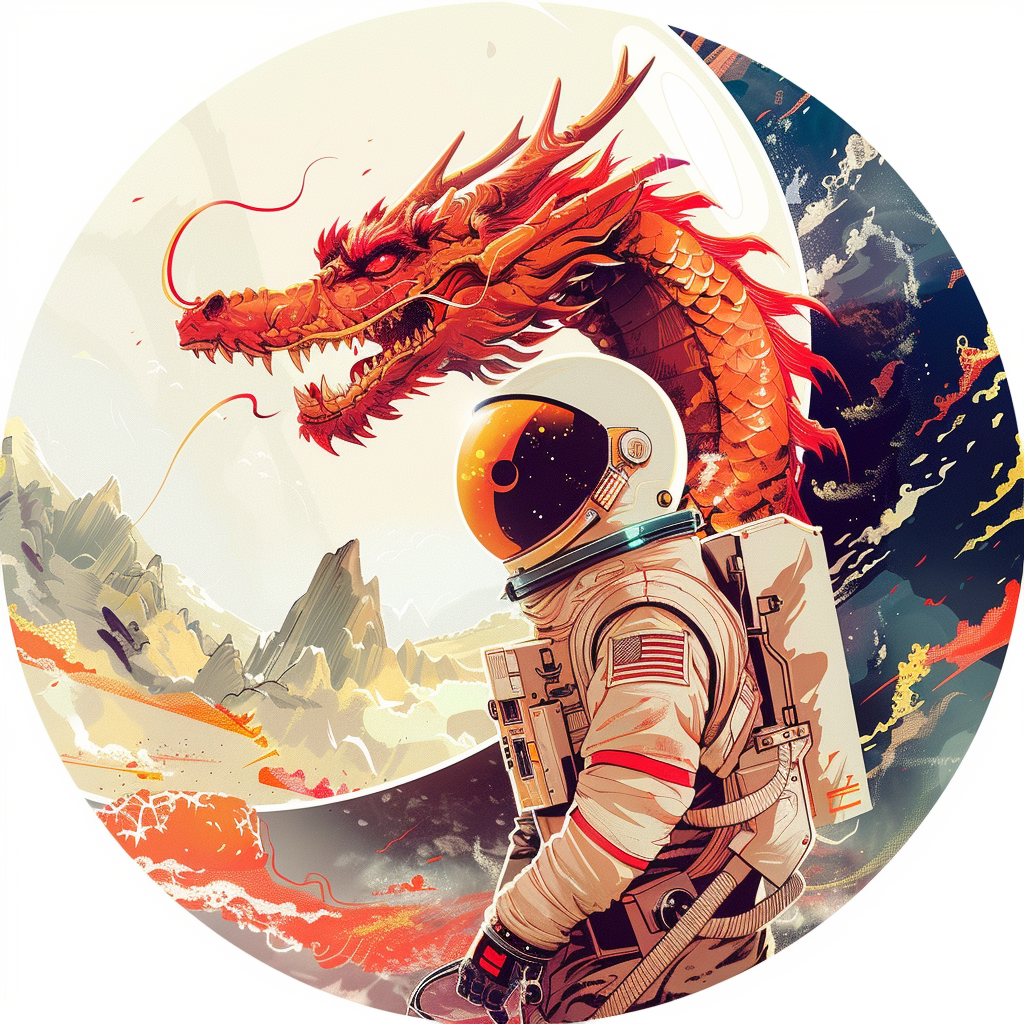 Dragon astronaut majestic Expressive surreal Vinyl Decal Sticker for Car, Laptop, Tumbler and more # F018990