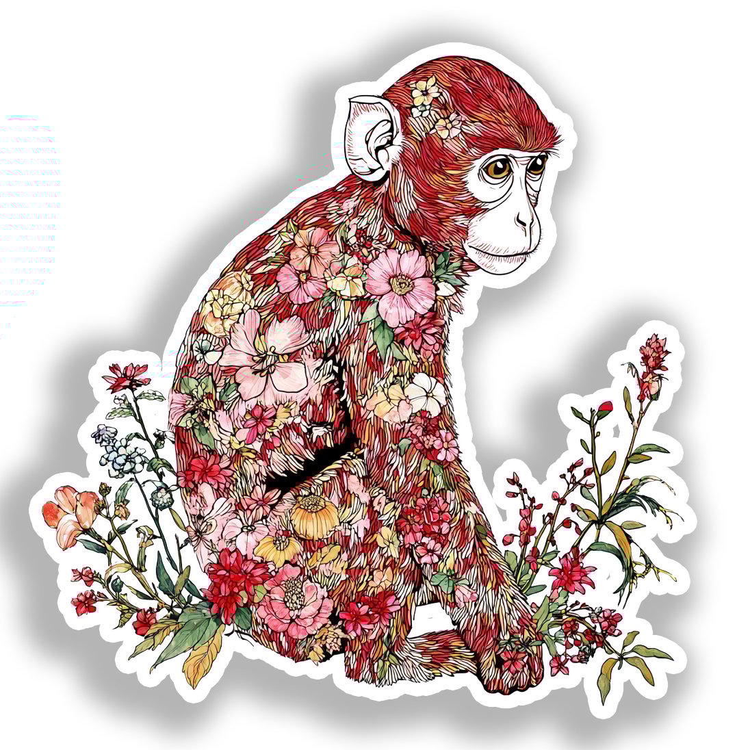 Monkey Vinyl Decal Sticker for Car, Laptop, Tumbler and more # A019055-4" x 4"