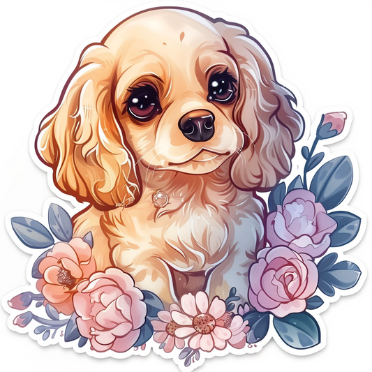 Adorable Cocker Spaniel Dog Expressive surreal Vinyl Decal Sticker for Car, Laptop, Tumbler and more # F019964-4" x 4"