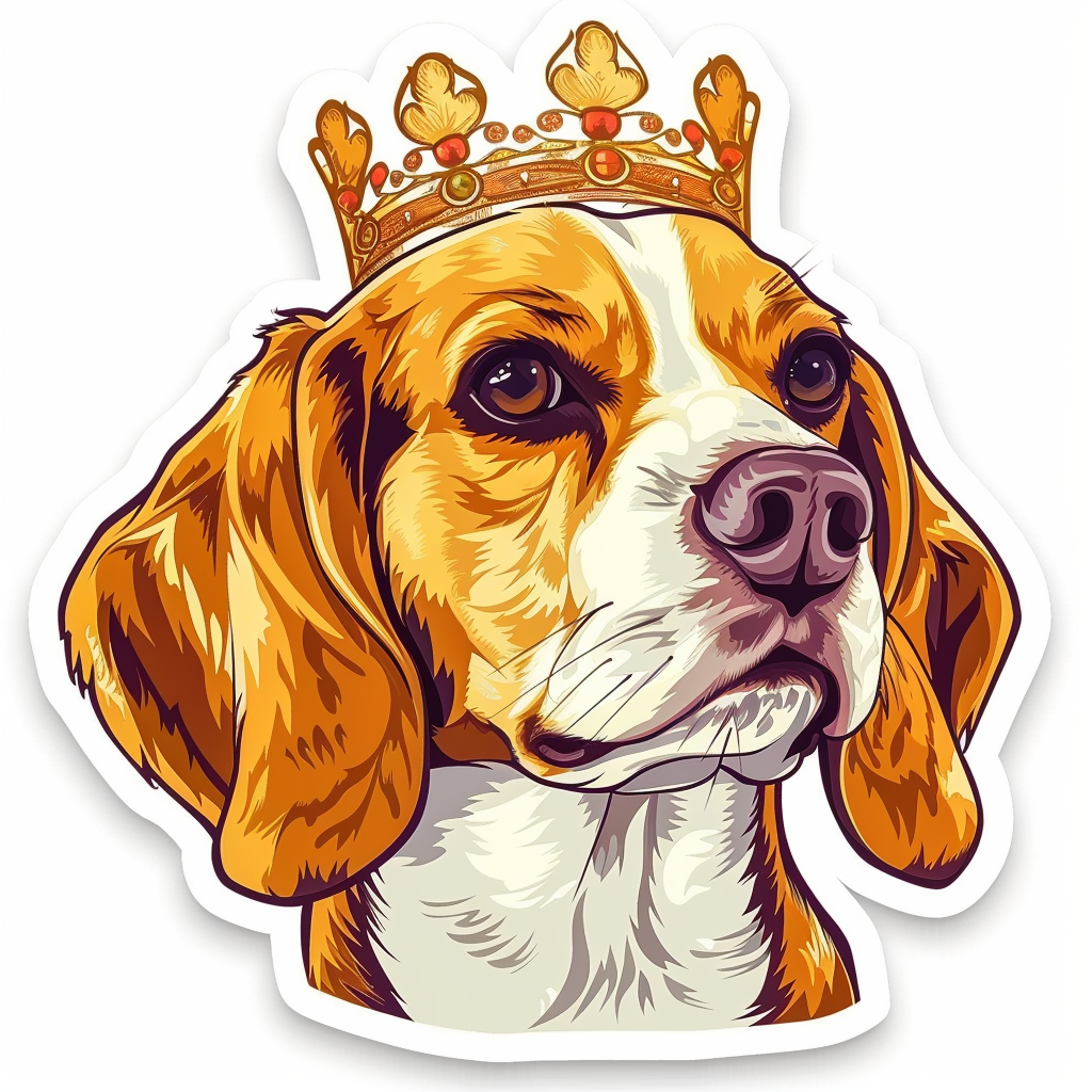 Beagle dog crowned Vinyl Decal Sticker for Car, Laptop, Tumbler and more # F011838