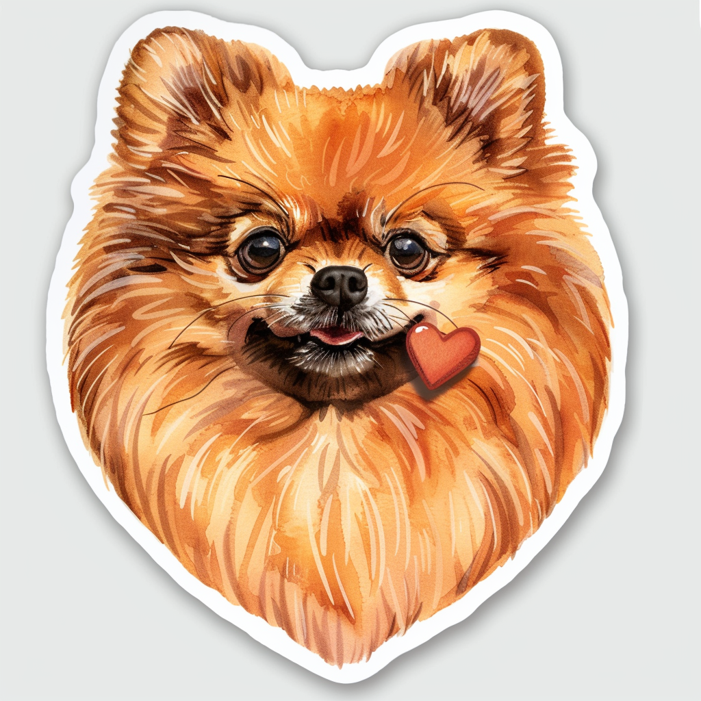 Sticker of a Pomeranian Dog majestic Expressive surreal Heartcore Vinyl Decal Sticker for Car, Laptop, Tumbler and more # F014077