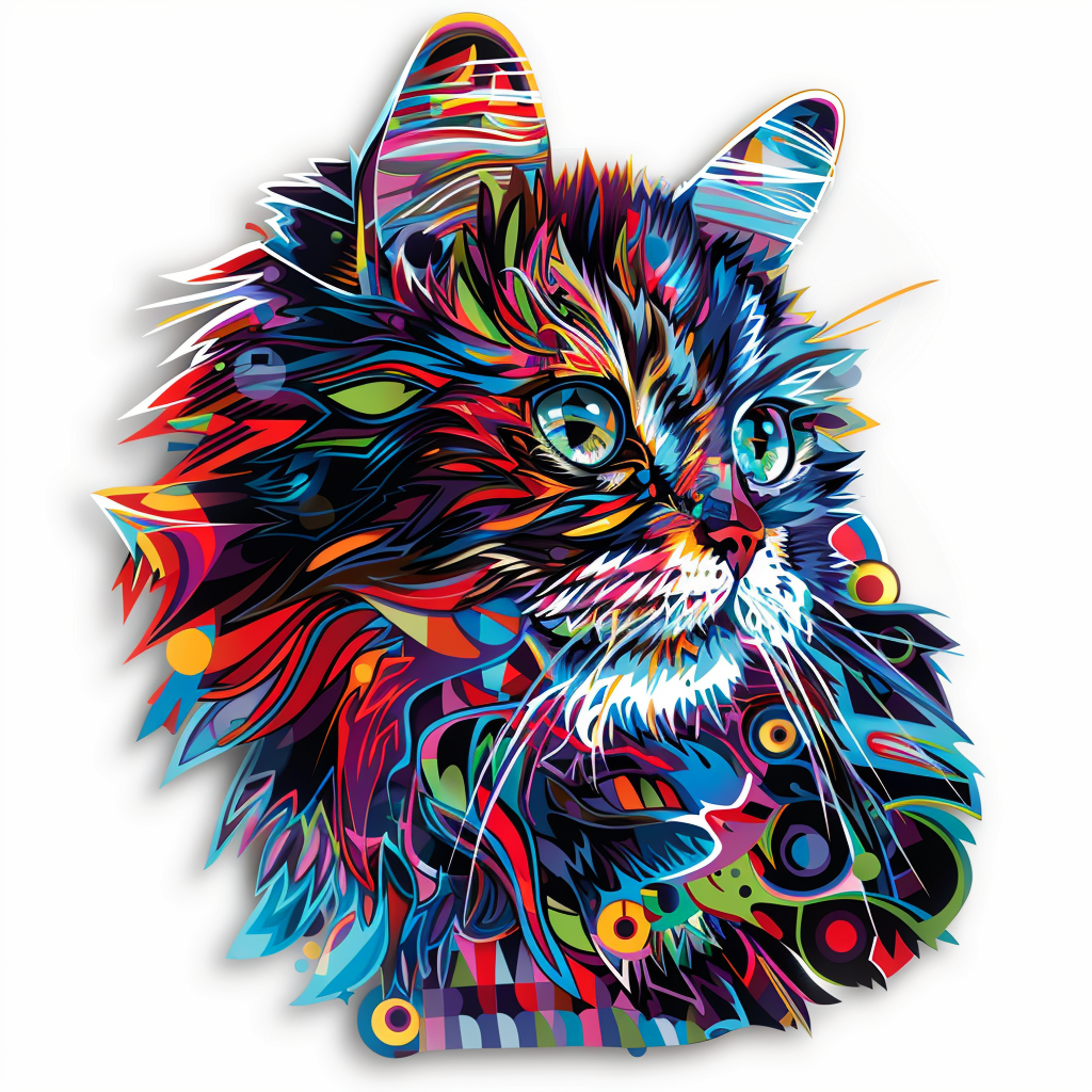 a Persian Cat cyber punk majestic Expressive surreal Vinyl Decal Sticker for Car, Laptop, Tumbler and more # F016224