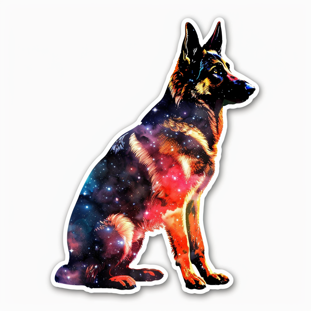 German Shepherd Dog galaxy Vinyl Decal Sticker for Car, Laptop, Tumbler and more # F011323