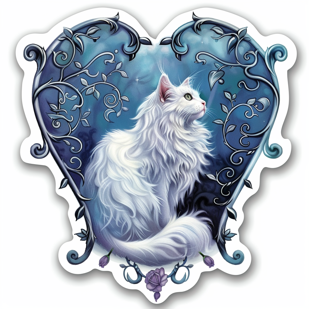 Adorable Turkish Angora Cat Vinyl Decal Sticker for Car, Laptop, Tumbler and more # F020937-4" x 4"