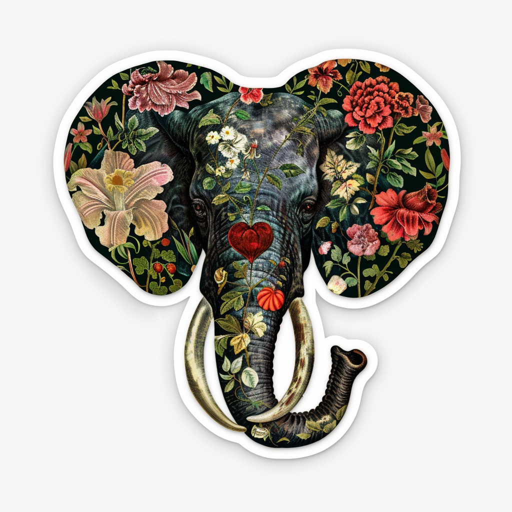 Elephant Expressive surreal Vinyl Decal Sticker for Car, Laptop, Tumbler and more # F022400