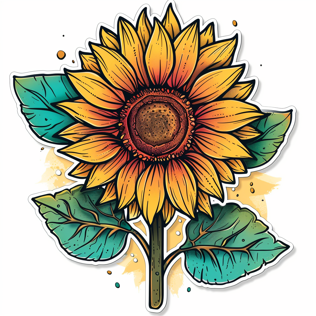 Sunflower flower majestic Expressive surreal Vinyl Decal Sticker for Car, Laptop, Tumbler and more # F023042