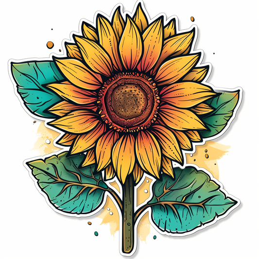 Sunflower flower majestic Expressive surreal Vinyl Decal Sticker for Car, Laptop, Tumbler and more # F023042