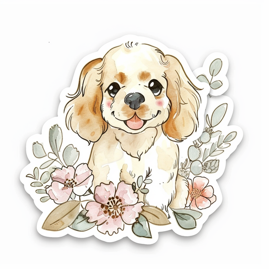 Adorable Cocker Spaniel Dog Expressive surreal Vinyl Decal Sticker for Car, Laptop, Tumbler and more # F020022-4" x 4"