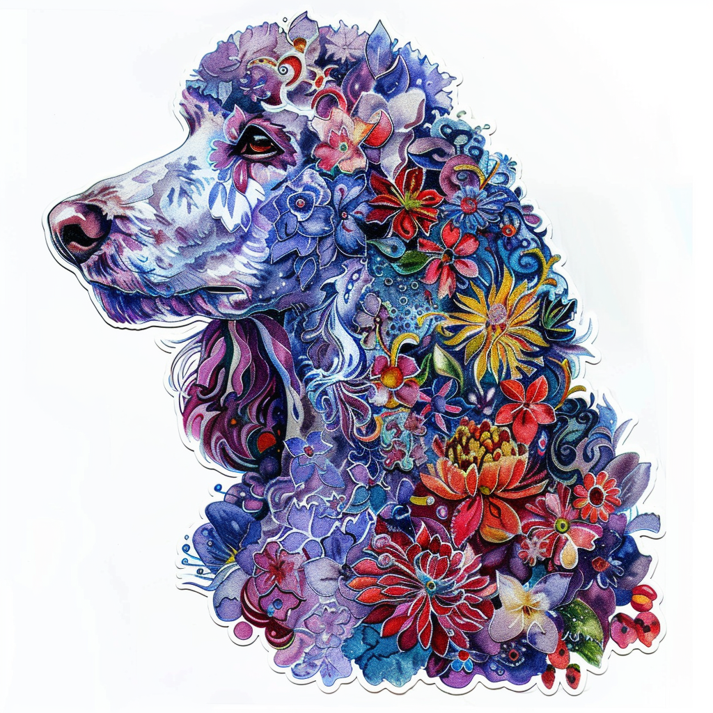 Poodle Dog floral Vinyl Decal Sticker for Car, Laptop, Tumbler and more # F012520