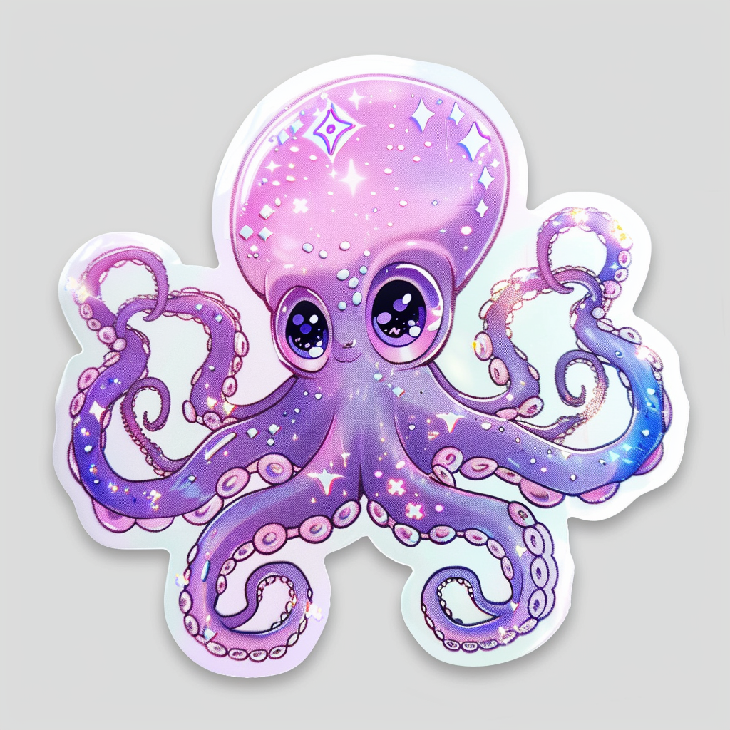 Sticker of a Octopus heartcore texture Expressive surreal Vinyl Decal Sticker for Car, Laptop, Tumbler and more # F015766