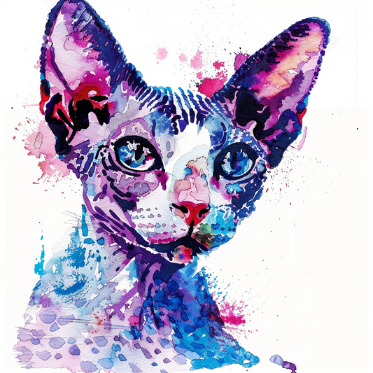 Adorable Cornish Rex Cat Expressive surreal Vinyl Decal Sticker for Car, Laptop, Tumbler and more # F021331-4" x 4"