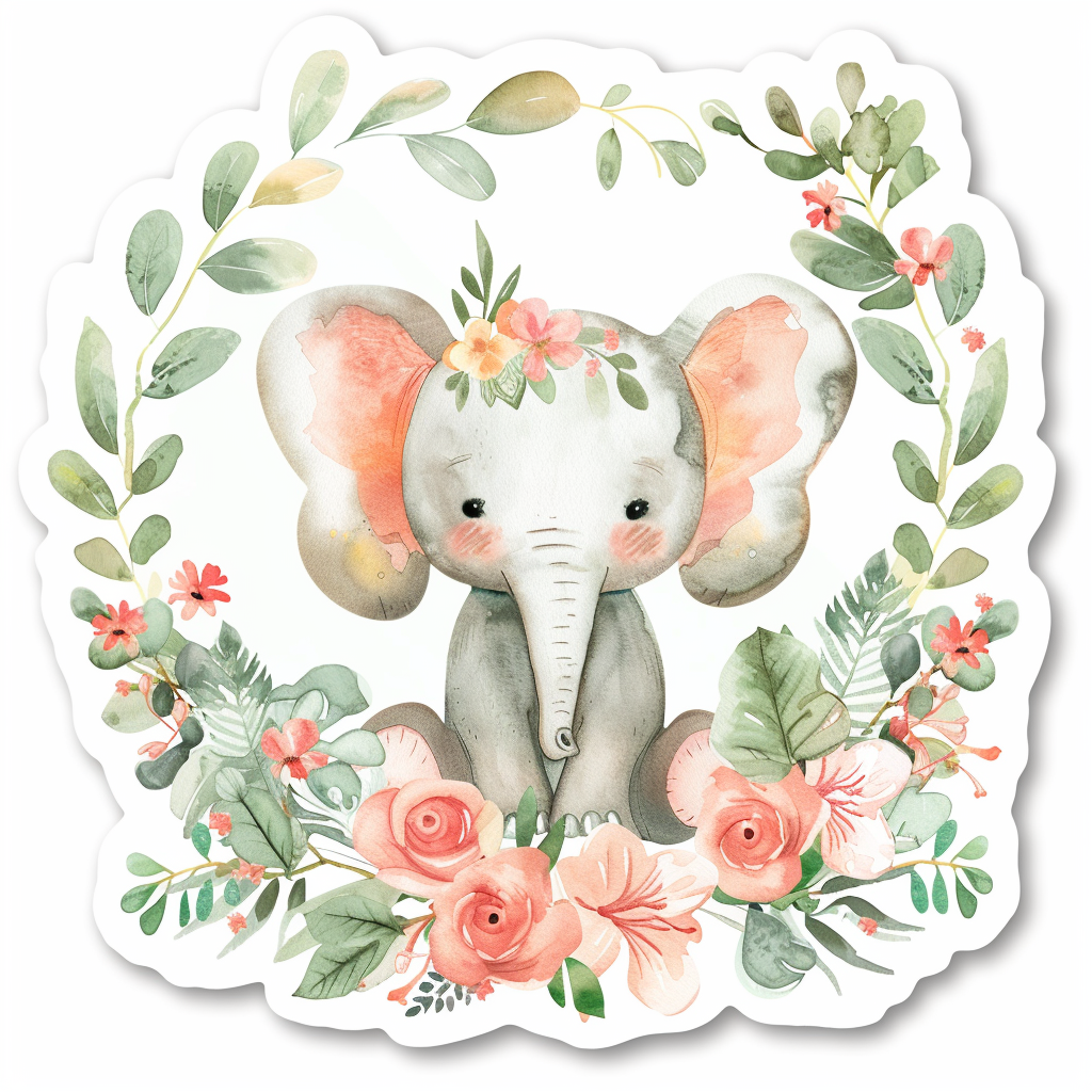 Elephant Expressive surreal Vinyl Decal Sticker for Car, Laptop, Tumbler and more # F022366-4" x 4"