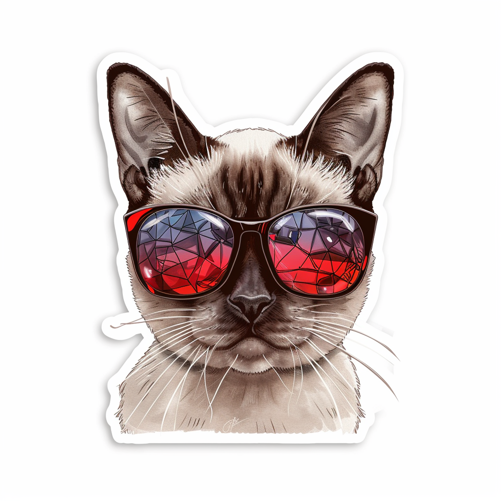 Burmese Cat wearing sunglasses Vinyl Decal Sticker for Car, Laptop, Tumbler and more # F010703