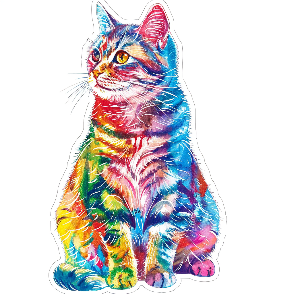 American Shorthair Cat majestic Expressive surreal Vinyl Decal Sticker for Car, Laptop, Tumbler and more # F019872-4" x 4"