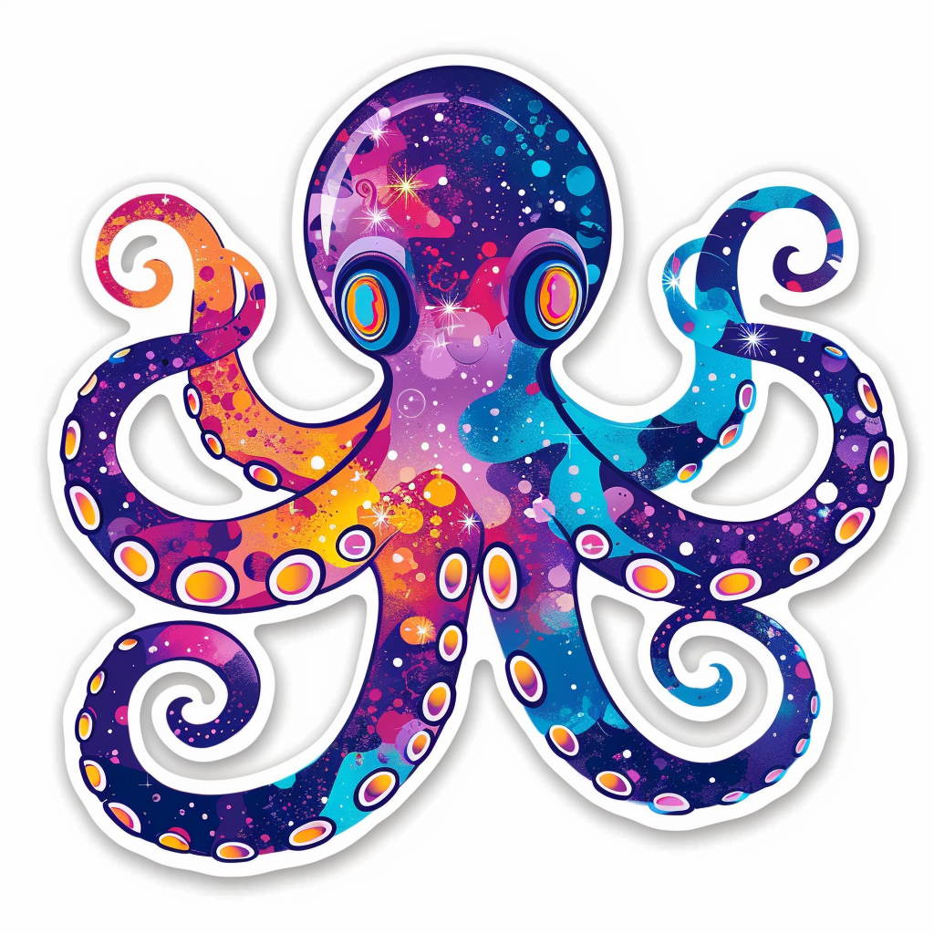 Sticker of a Octopus heartcore majestic Expressive surreal Vinyl Decal Sticker for Car, Laptop, Tumbler and more # F015688