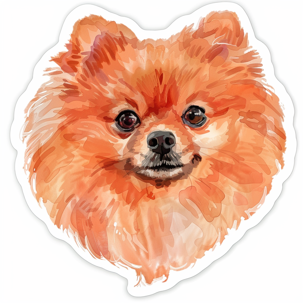 Sticker of a Pomeranian Dog majestic Expressive surreal Heartcore Vinyl Decal Sticker for Car, Laptop, Tumbler and more # F014148