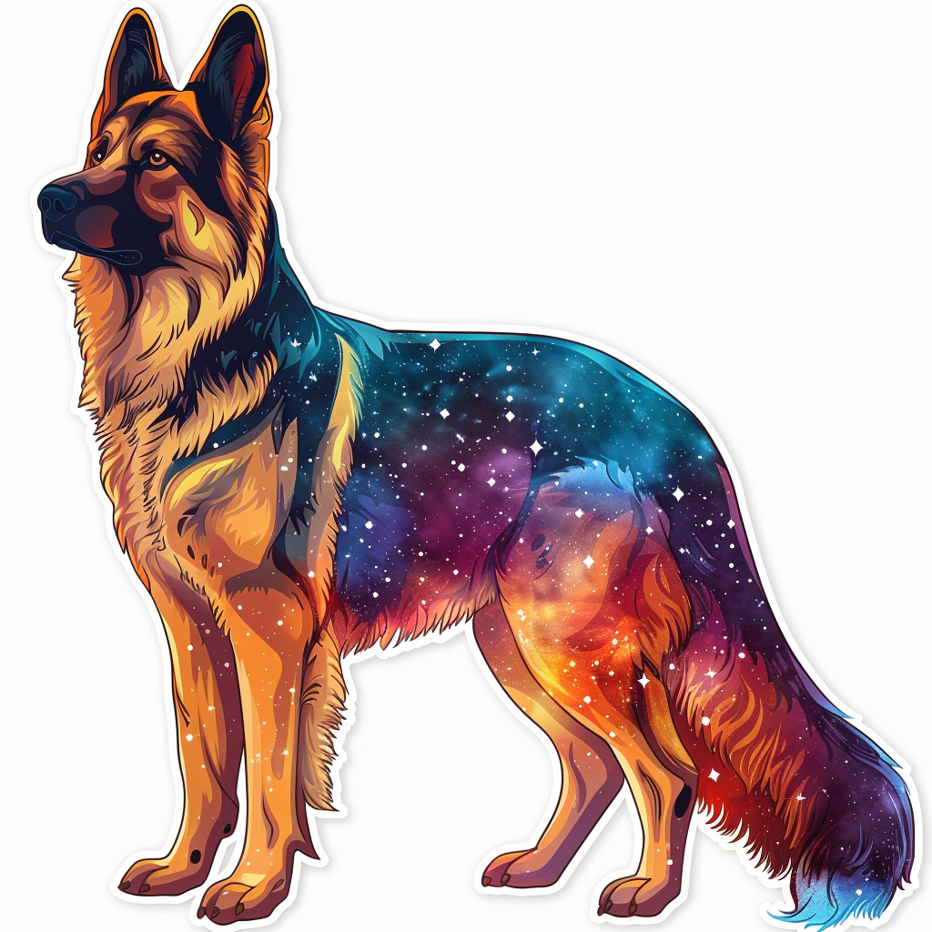 German Shepherd Dog galaxy Vinyl Decal Sticker for Car, Laptop, Tumbler and more # F011292