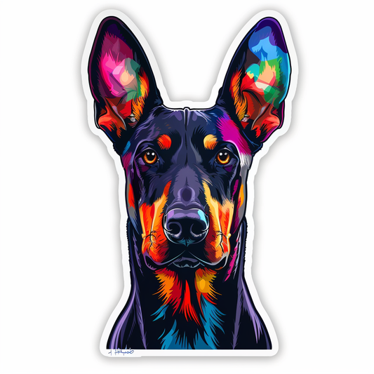 Cute and Adorable Doberman Pinscher Expressive surreal Vinyl Decal Sticker for Car, Laptop, Tumbler and more # F019488-4" x 4"