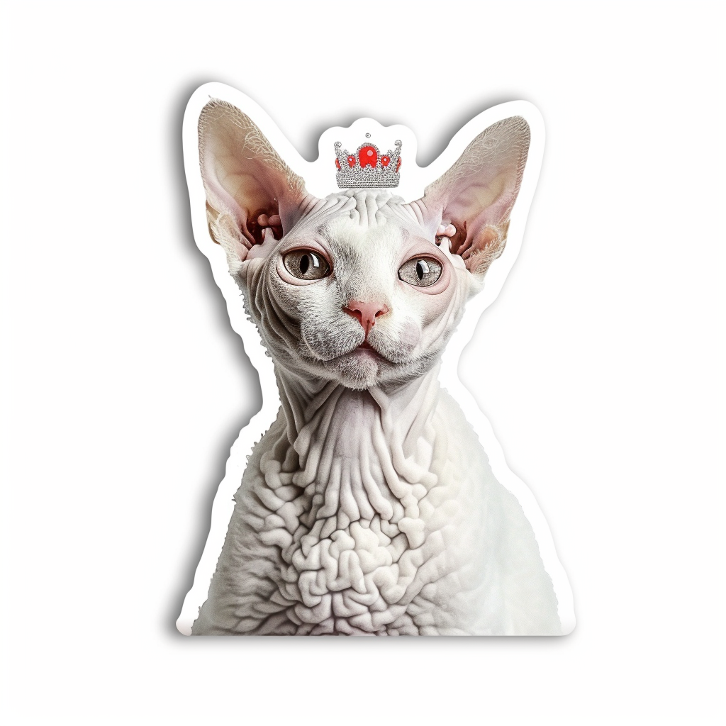 Adorable Cornish Rex Cat Expressive surreal Vinyl Decal Sticker for Car, Laptop, Tumbler and more # F021452-4" x 4"