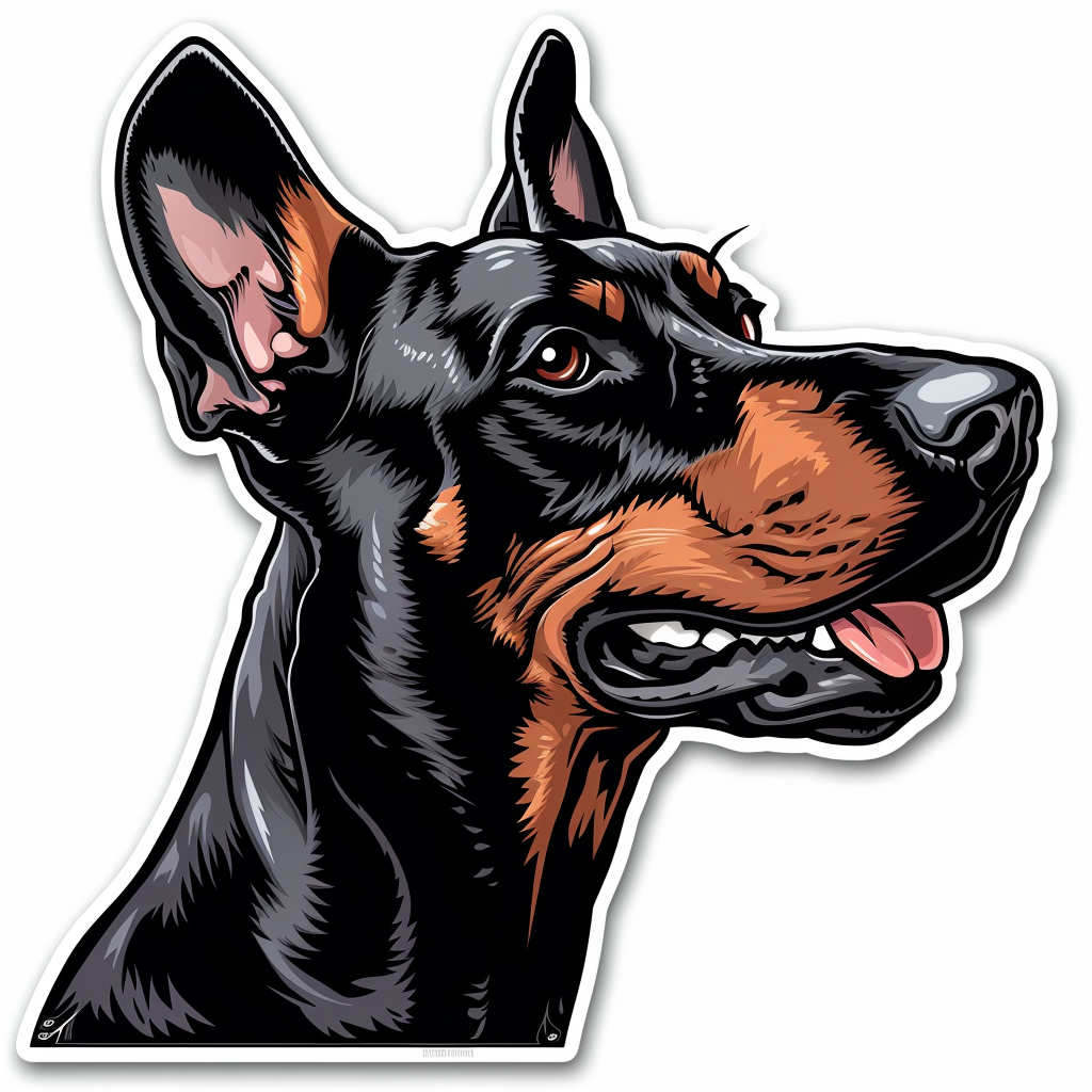 Doberman Pinscher Dog majestic Expressive surreal Vinyl Decal Sticker for Car, Laptop, Tumbler and more # F019315