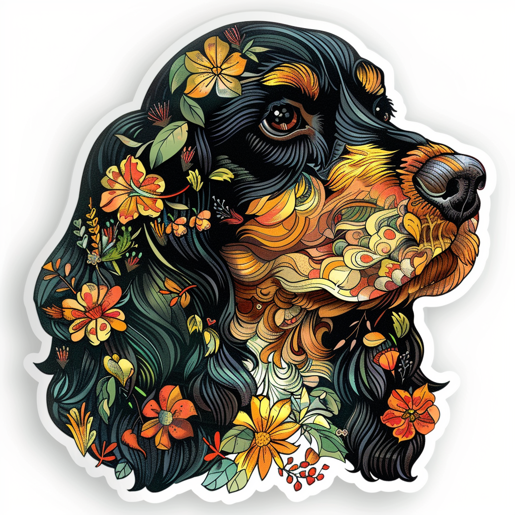 Cocker Spaniel Dog majestic Expressive surreal Vinyl Decal Sticker for Car, Laptop, Tumbler and more # F019705-4" x 4"
