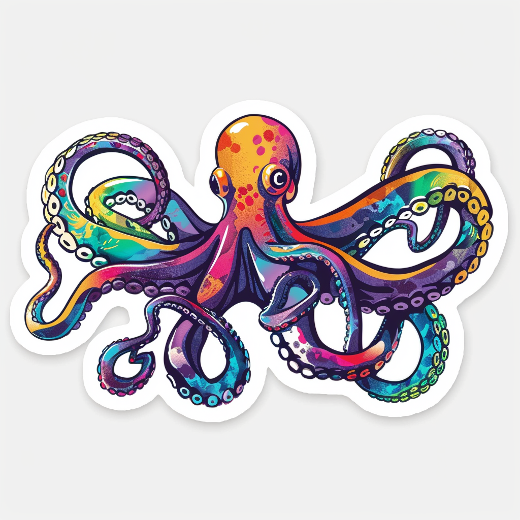 Sticker of an Octopus astronaut majestic Expressive surreal Vinyl Decal Sticker for Car, Laptop, Tumbler and more # F015671