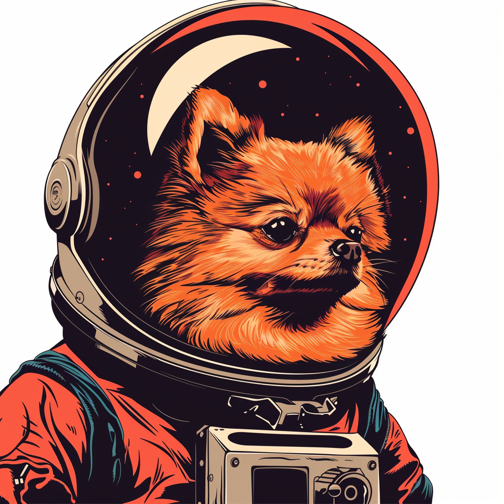 Sticker of a Pomeranian Dog astronaut majestic Expressive surreal Vinyl Decal Sticker for Car, Laptop, Tumbler and more # F013839