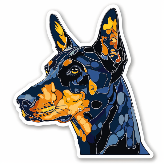 Cute and Adorable Doberman Pinscher Expressive surreal Vinyl Decal Sticker for Car, Laptop, Tumbler and more # F019482-4" x 4"