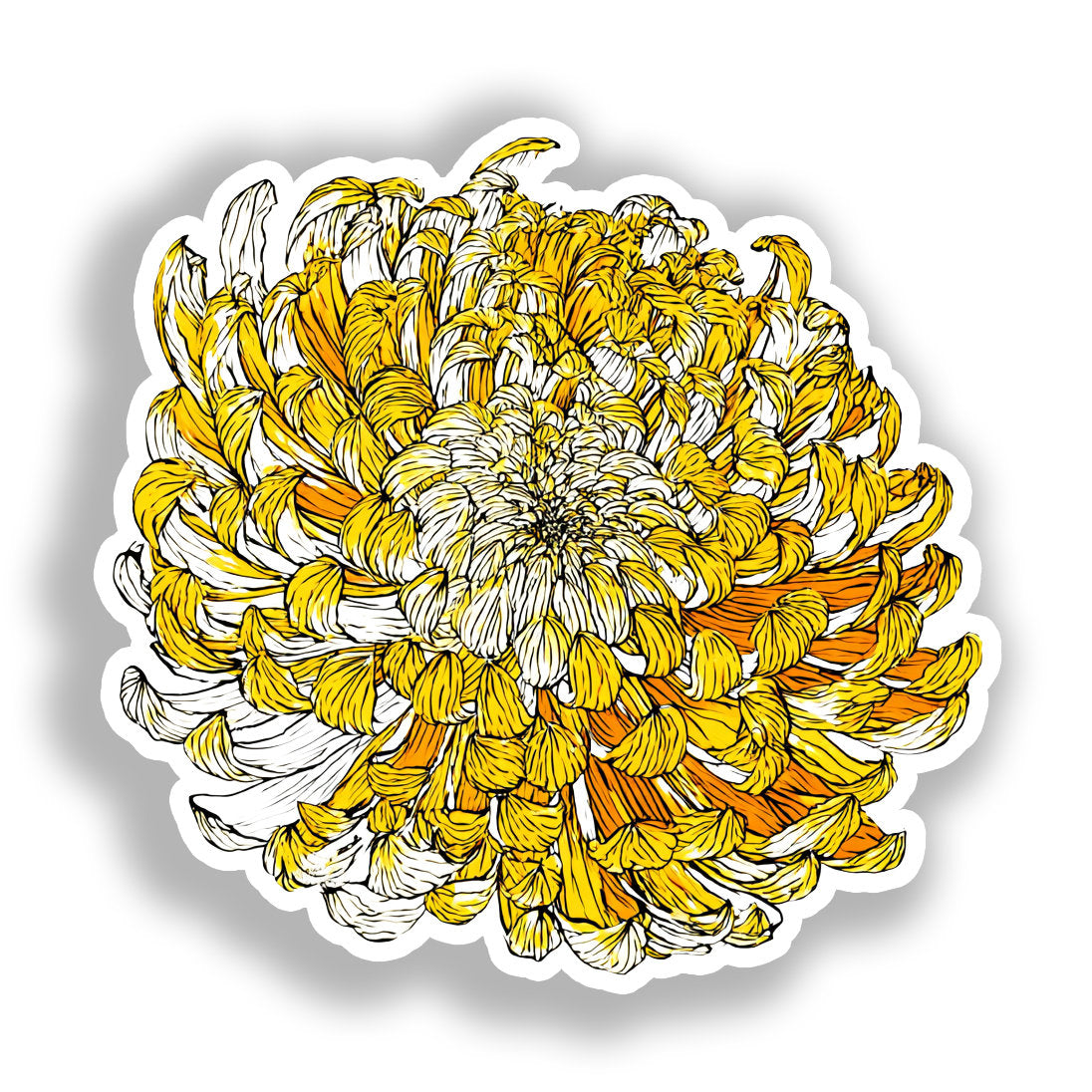 Chrysanthemum Flower Vinyl Decal Sticker for Car, Laptop, Tumbler and more # A019784-4" x 4"