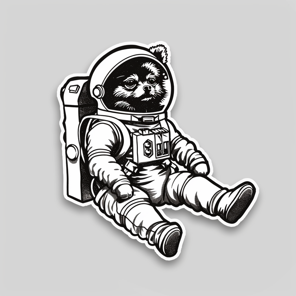 Sticker of a Pomeranian Dog astronaut majestic Expressive surreal Vinyl Decal Sticker for Car, Laptop, Tumbler and more # F013852
