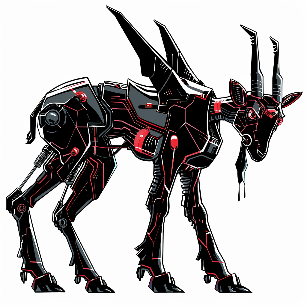 Goat cyber punk majestic Expressive surreal Vinyl Decal Sticker for Car, Laptop, Tumbler and more # F020622-4" x 4"
