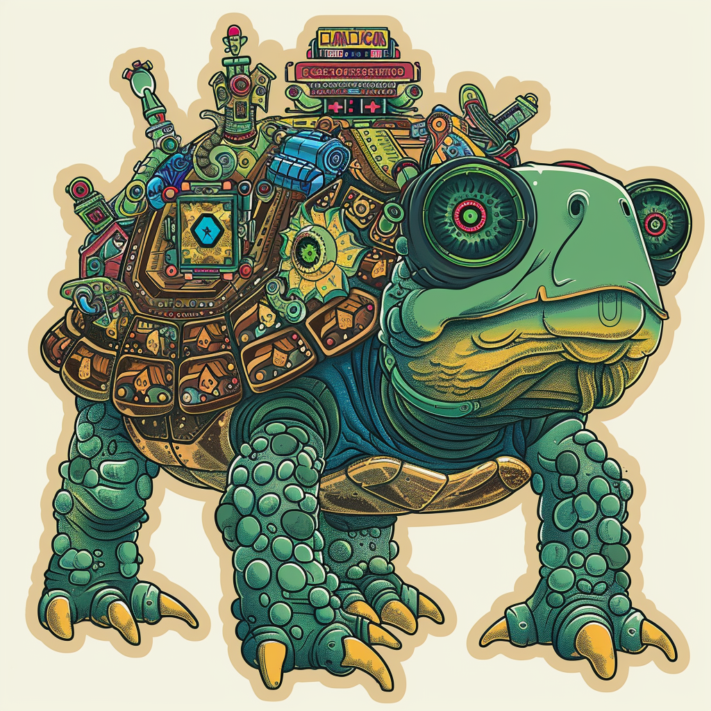 Sticker of a turtle majestic Expressive surreal Vinyl Decal Sticker for Car, Laptop, Tumbler and more # F022006