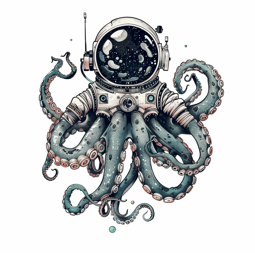 Sticker of an Octopus astronaut majestic Expressive surreal Vinyl Decal Sticker for Car, Laptop, Tumbler and more # F015420