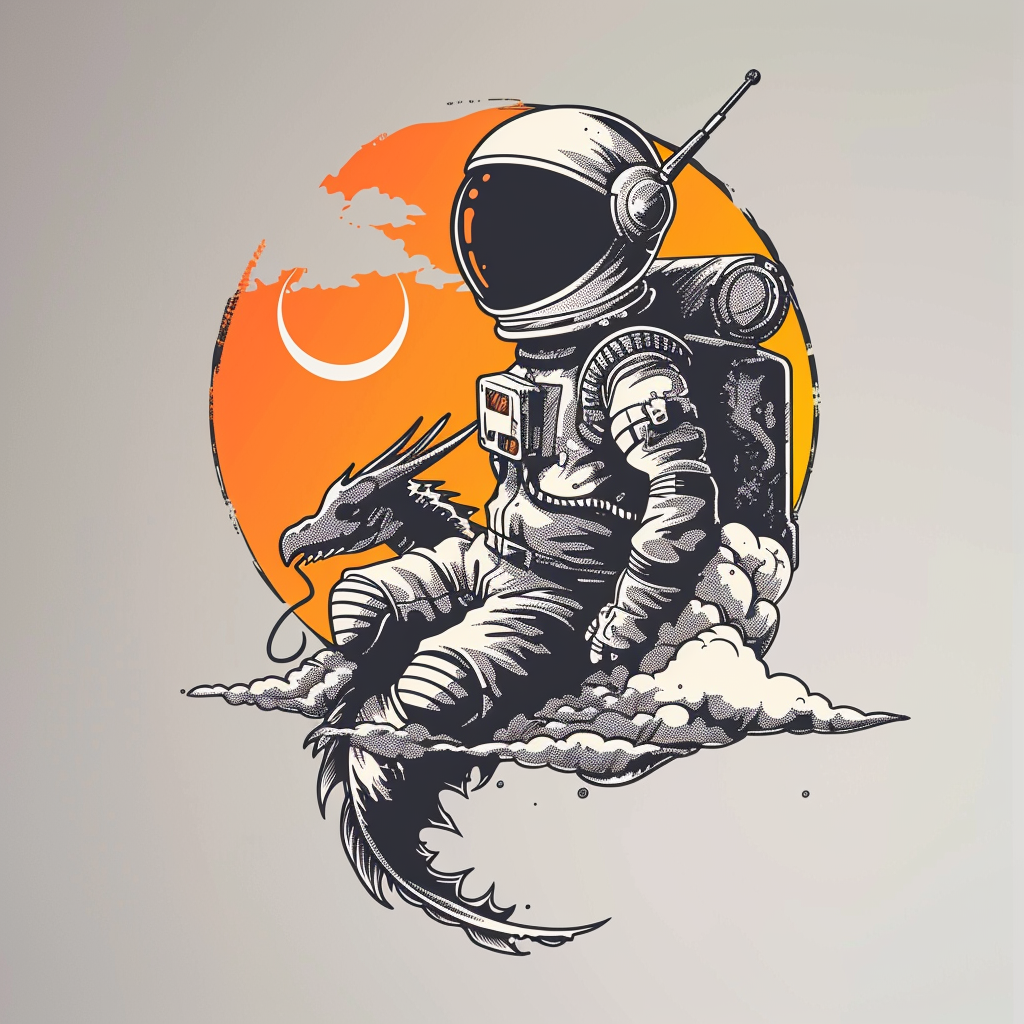 Sticker of a Dragon astronaut majestic Expressive surreal Vinyl Decal Sticker for Car, Laptop, Tumbler and more # F019142