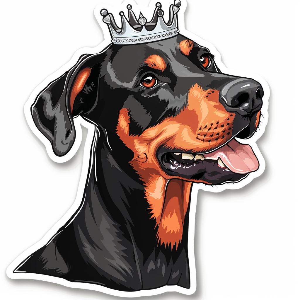 Doberman Pinscher Dog crowned Expressive surreal Vinyl Decal Sticker for Car, Laptop, Tumbler and more # F019348