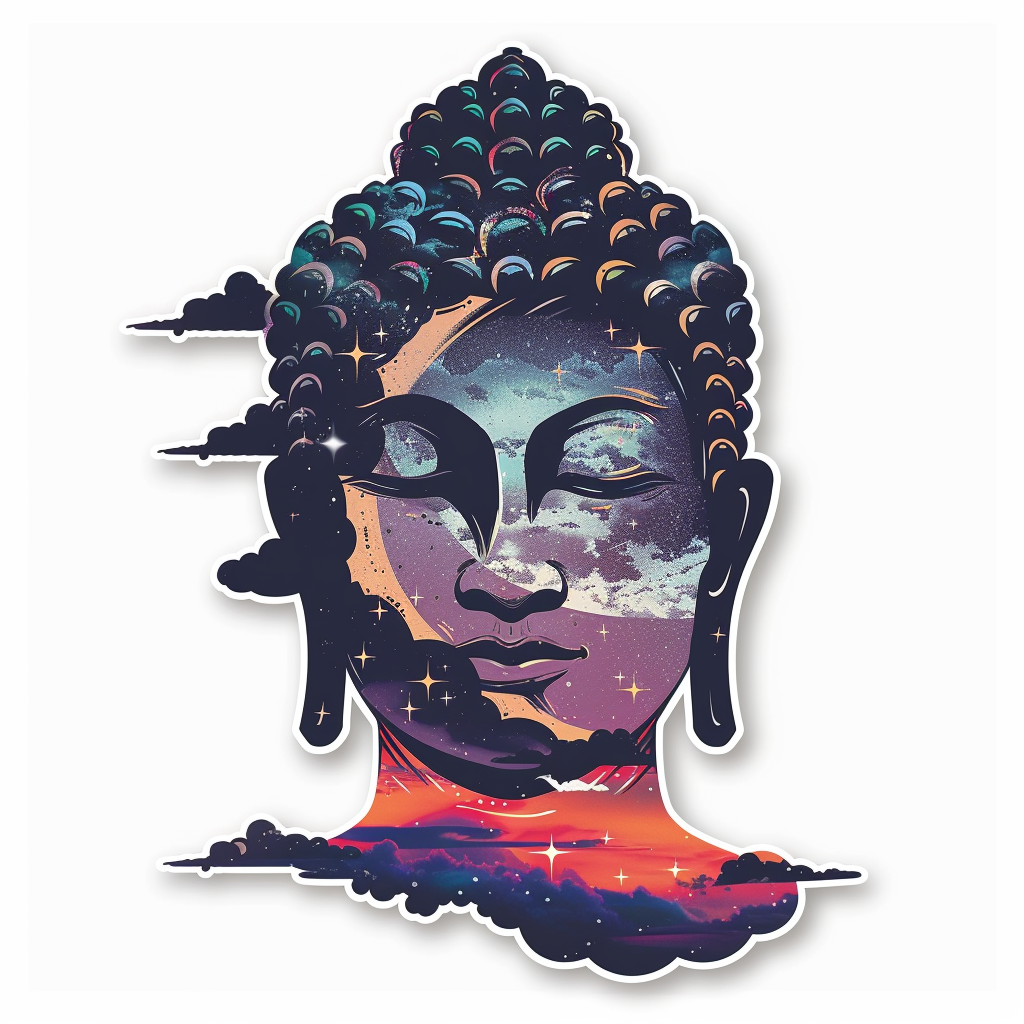 Sticker of a Buddha majestic Expressive surreal Vinyl Decal Sticker for Car, Laptop, Tumbler and more # F017239