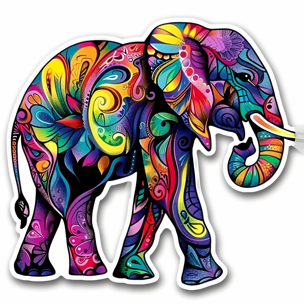 Elephant Expressive surreal Vinyl Decal Sticker for Car, Laptop, Tumbler and more # F022174-4" x 4"