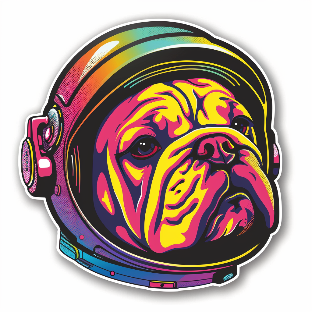 Bulldog Dog astronaut majestic Expressive surreal Vinyl Decal Sticker for Car, Laptop, Tumbler and more # F017314