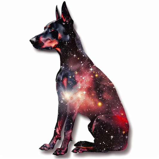 Doberman Pinscher Dog galaxy majestic Expressive surreal Vinyl Decal Sticker for Car, Laptop, Tumbler and more # F019484-4" x 4"